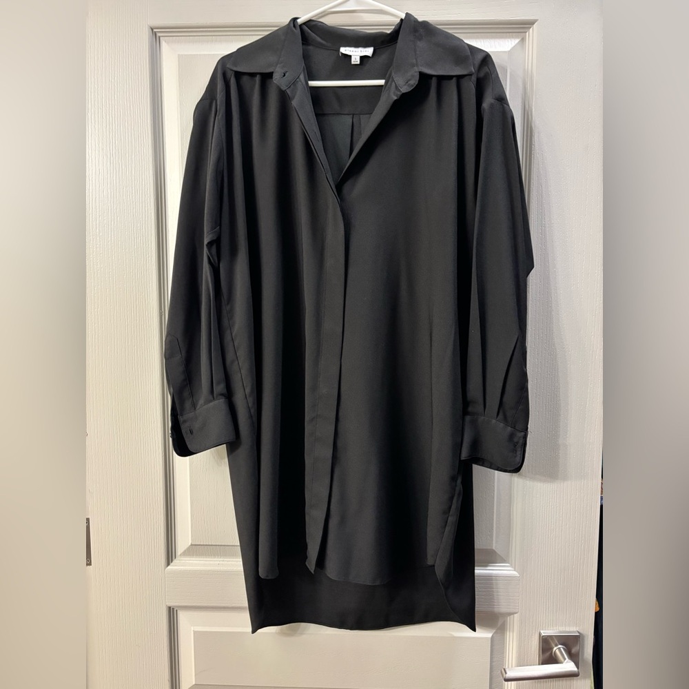 Gianni Bini S long-sleeve, black button-down shirt dress//tunic